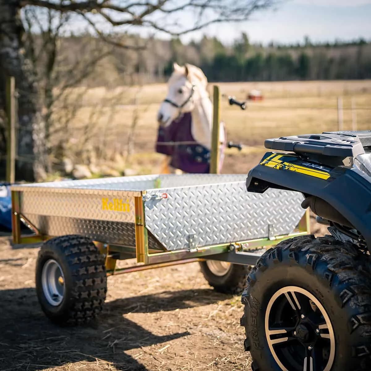 Przyczepa z wywrotem ATV 500 kg — Wywrot, ocynk, mieści europaletę